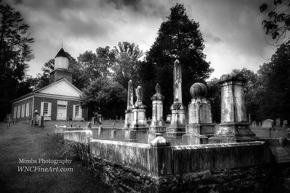 Harshaw Chapel And Cemetery In Black And White